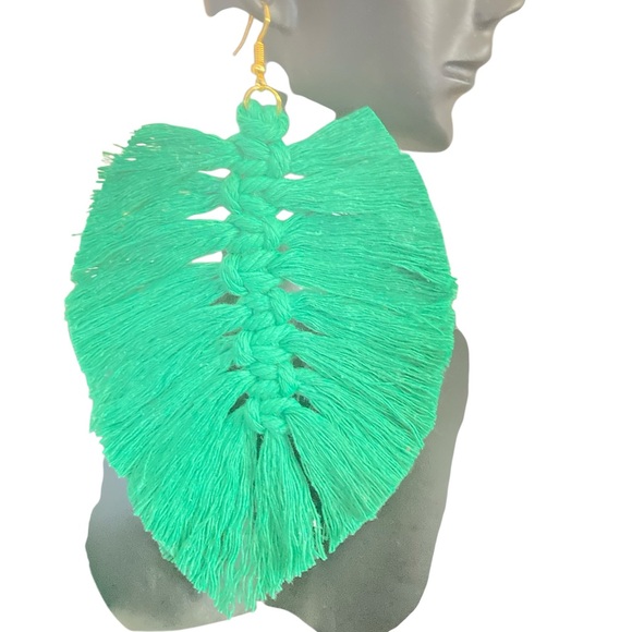 Handcrafted Macrame Feathered Earrings Multiple Colors - Picture 5 of 10